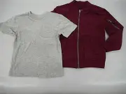 Boys Wonder Nation Burgundy Bomber Jacket & T-Shirt 2PC Set SzReg & Husky 4/5-18