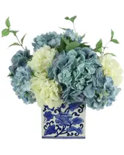Creative Displays Glam Blue And White Hydrangea Floral Arrangement