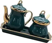 CIYODO 1Set Ceramic Seasoning Jar Set Condiment Bowls with Unique Non Slip Base Elegant for Home Kitchen Spice Storage