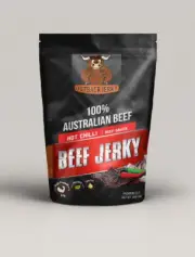 BEEF JERKY 200G HOT CHILLI AUSTRALIAN PERFECT SNACK WINE BEER CIDER SPIRITS