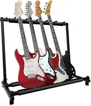 Guitar Stand 5 Multiple Holder Instrument Display Stand with Soft Padding and Anti-Slip Feet Foldable Padded Storage Organizer Rack Band Stage Bass Slot for Electric Acoustic Guitar