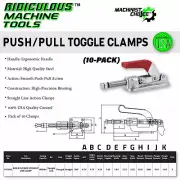 800LB Flange Base Straight Line Clamp 10-Pack - Heavy-Duty Fastening Bundle