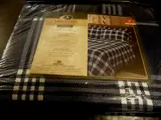 new 4 pc TWIN Sheet set MOSSY OAK navy blue white PLAID Xtra Pillow Cabin Dorm