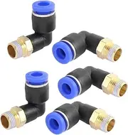 uxcell 1/8BSP Male to 6mm Tube Elbow Connectors Quick Connect Fittings 5 Pcs