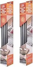 Silver Over Sink Draining Rack with Anti-Slip Grips 18pcs Stainless Steel Pipes, Rust-Resistant, Space-Saving Roll-Up 36 x 47cm Perfect for Kitchen Sink, Countertop, Dish Drying 2 Pack