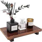 Wood Risers Display Stand for Bathroom Tray Organizer Kitchen Counter Decor Bathroom Sink Accessories Decorative Wooden Pedestal for Kitchen Soap Tray Vanity Bathroom Counter Decor Dish Soap Holder
