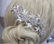 Silver tone hair comb bridal wedding crystal rhinestone hair accessories ha26832