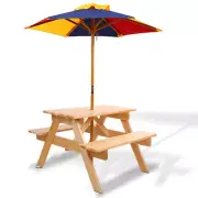 Keezi Kids Outdoor Table and Chairs Picnic Bench Umbrella Children Indoor AU NEW