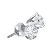 14k White Gold Round Diamond Excellent+ Solitaire Earrings 1/10 Cttw (Certified)