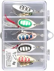 Qkbuza Fishing Bait - Spinner Bait,Fishing Spinnerbait Metal Spinner Lure Kit with Tackle Boxes for Bass Trout Salmon Walleye