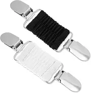 [Aiyorse] Pack of 2 Clips for Clothing, Vintage Cardigan Clip, Pullover Clips, Clothes Clips for Back Strap, Tensioner Clip for Attaching the Back Strap, Metal Cardigan Clip for Women and Girls, Black, White