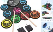 Electronic Drum Set, 9-Drum Practice Pad with Headphone Jack, Roll-up Drum Kit