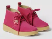 NIB Clarks X Zara Kids Leather Ankle Boots Pink- Size 4