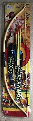 VINTAGE NATIVE INDIAN TOY 29" BOW ARROWS KNIFE SHEET FACTORY SEALED MINT RARE