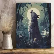 Wolf Howling Wall Art Canvas Unframed/Framed