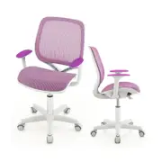 Costway Kids Desk Chair Swivel Mesh Adjustable Study Chair Computer Chair - Purple