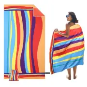 Large Beach Towel, 71" x 39" Oversized Lightweight Compact Quick Dry Sand Fre...