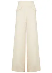 Nafsika Skourti Empire Wide-leg Trousers - Cream - 10 (UK10 / S) 10 (UK10 / S)