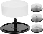 Hoement 4pcs Clear Plastic CD Dvd Storage Bucket Holds Discs Sturdy Empty Containers with Black Base for Easy Access and Retrieval for Home Organization and Bathroom Storage