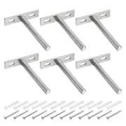 6Pcs 4 Inch Wall Mounting Floating Shelf Bracket Blind Shelf Support, Silver