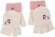 [BESTYASH] Warm Gloves Touch Screen Boys and Girls Winter Gloves Cartoon Pattern Knitted Flip Cover Half Finger Gloves
