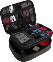 Procase Electronics Travel Organizer Storage Bag, Double Layer Universal Traveli
