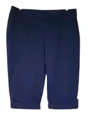 Eileen Fisher Cuff Capri Pants Midnight Blue Size 1X Organic Cotton Tencel Twill