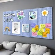 Small Large Felt Notice Board, Self-Adhesive, DIY Felt Memo Boards Set for Photos, Pictures, Postcards, Felt Board, Memo Board, Wall Decoration for Office, Kitchen, Photos Memos, Light Blue