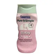 Coppertone Pure & Simple 100% Mineral Baby Sunscreen Lotion SPF 50, 6 Fl Oz