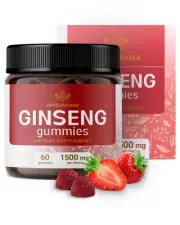 HERBAMAMA Panax Ginseng Gummies - 1500mg Korean Red Ginseng Root for Energy S...