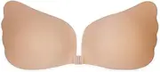 [Dilara] Self Adhesive Strapless Push Up Bra - Invisible Reusable Adhesive Bra for Backless Outfits - Secure Hold and Volume, Beige, A