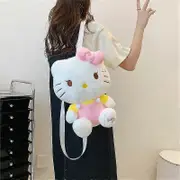 New Sanrio Hello Kitty Plush Backpack Kawaii Stuffed Animals Dolls Toys Plushie Bag Anime Cartoon Kt Shoulder Backpacks Bags B A
