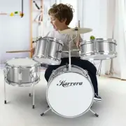 Karrera Kid 4 Drum Set Junior Drums Kit Musical Play for Children, Silver