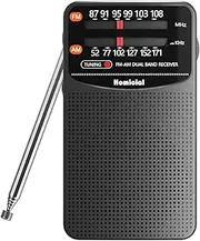 Homicial AM/FM Portable Pocket Radio – 3 AA Battery Powered, Long Lasting, with Excellent Reception and Easy Operation for Walking, Fishing, Camping (Black)