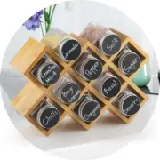 Spice Rack Organizer Bamboo Spice Storage Seasoning Stand Shelf +10 Spice Jar