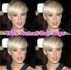 613 Short Honey Blonde Human Hair Wigs for Women Fashion Blonde Pixie Cut Wig