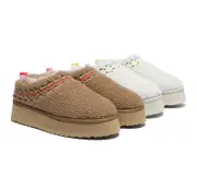 EVERAU® UGG Slippers Sheepskin Wool Plush Ankle Platform Madge - Sand / AU Ladies 4 / AU Men 2 / EU 35