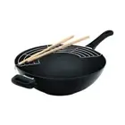 Scanpan Classic Wok Pressure Cast Aluminium Base with Rack and Chopsticks 36cm