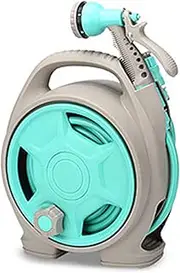 Garden Retractable Hose Reel,Portable Garden Hose Reel,44FT Portable Garden Hose with 6-Function Spray Nozzle for Car Washing,Cleaning,Showering Pets,Watering Flowers