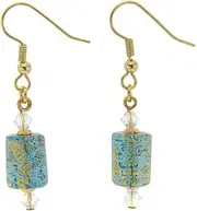 GlassOfVenice Murano Glass Ca D'Oro Barrel Earrings - Aqua