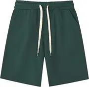 [PHJTOMK] Mens Pique Gym Short with Pockets Male Running Pajama Lounge Short Elastic Waist Drawstring Beach Shorts with Pockets, Green, Medium