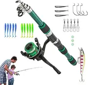 Toddler Fishing Pole, 1.8m Telescopic Fishing Rod for Casting, Beginner Fish Kit, Youth Fish Set, Tackle Starter Set, Small Dock Gear Kit for Toddler