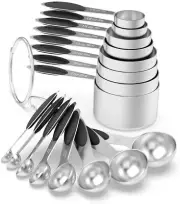 Measuring Cups & Spoons Set of 16, Wildone Stainless Steel Measuring Cups and...
