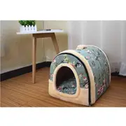 Foldable Cat Bed Cave-Non-Slip PetRabbit House with Detachable Cushion - 8#