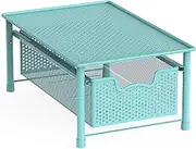 SimpleHouseware Stackable Pull Out Drawer for Cabinets and Under Sink Organiser, Mesh Turquoise