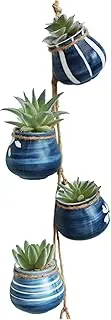 4Pcs/Set Hanging Planter Creative Decorative Ceramic Succulent Hanging Flower Pots Set for Garden Home Wall