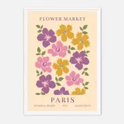 Galrie Vintage Floral Art Print from Paris Flower Market Botanical Archive No.6 Decor, White Frame, 70 x 100cm (28 x 40inch)