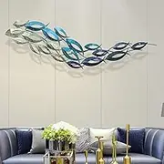 SUN RDPP Metal Fish Wall Art Decor, Large Coastal Ocean Hangings Decor Sculpture for Living Room Bedroom (C) 11.80'' x 47.00''