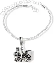 [Dave The Bunny] Emerald Park Jewelry Steam Engine Train Snake Chain Charm Bracelet