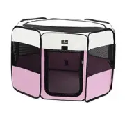 Portable Foldable Pet Dog Cat Playpen Crates Kennel/Premium 600D Small Pink